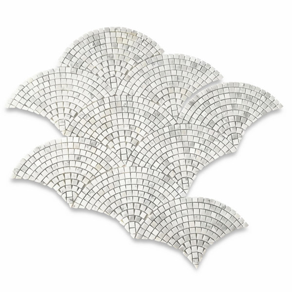 Marble Online 7" x 13" Marble Fish Scale Mosaic Wall & Floor Tile Wayfair